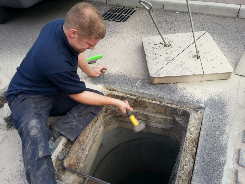 manhole being repaired