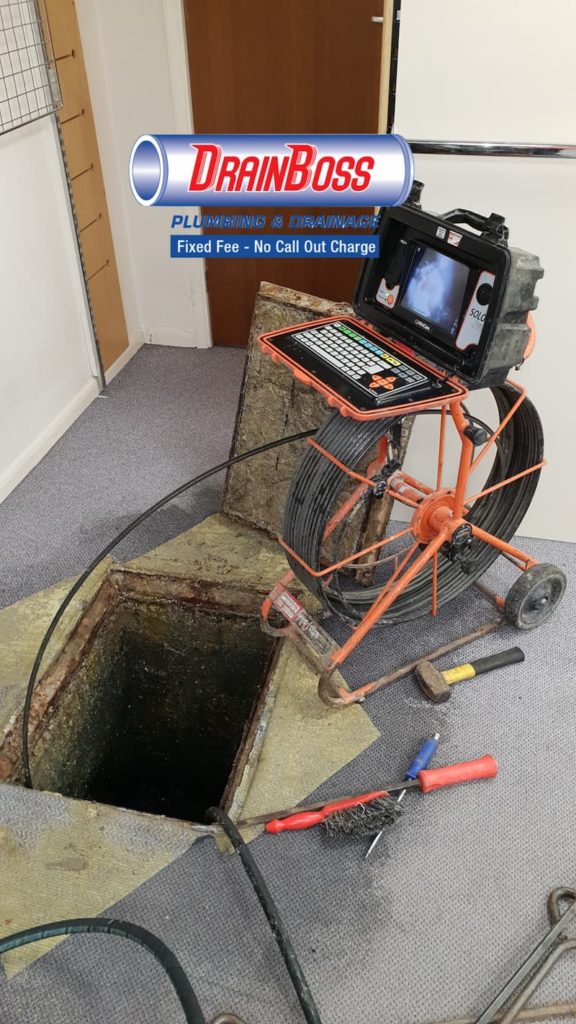 CCTV inspection of blocked drain in Crawley