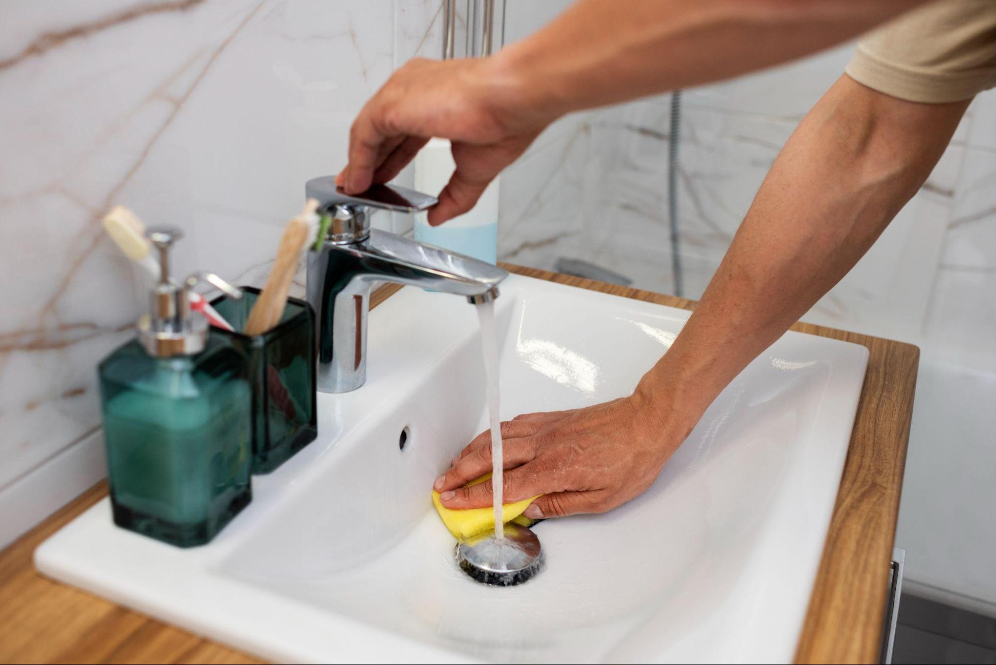 Preparation for cleaning a sink