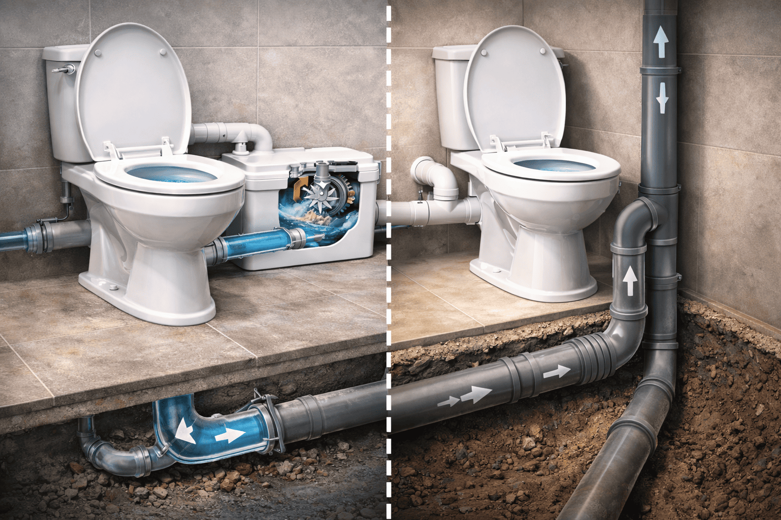 Saniflo vs Traditional Toilet