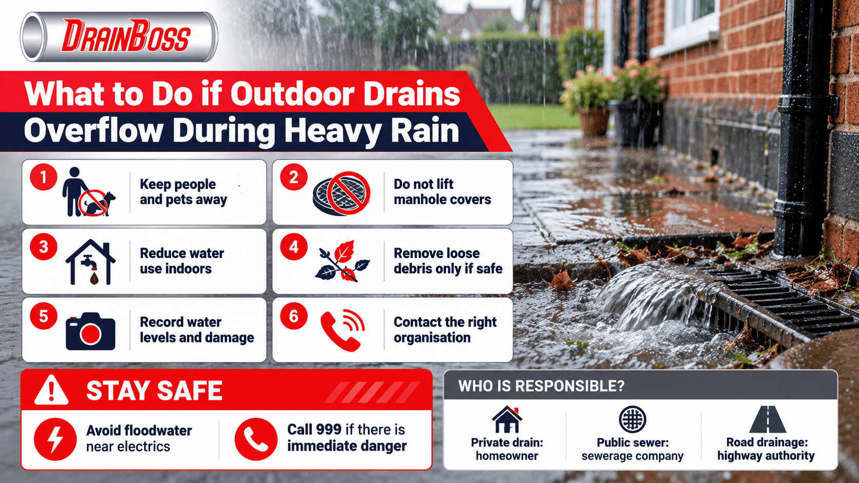 Outdoor Drains Overflow During Heavy Rain